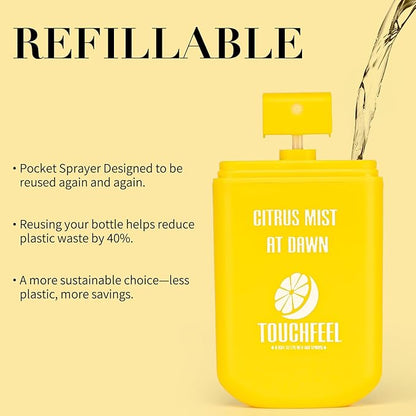 Spray Hand Sanitizer Travel Size Scented 3-Pack - Refillable Hydrating Hand Sanitizers Portable Design Travel Essentials (Citrus mist at dawn) 0.93Fl Oz Each