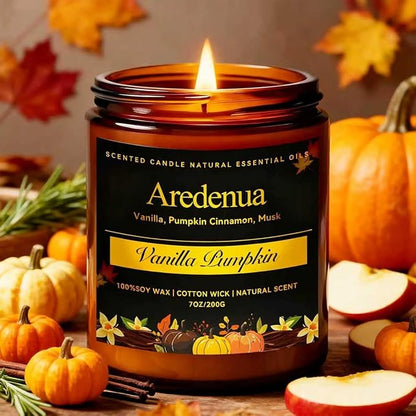 Vanilla Pumpkin Candle – Warm Holiday & Winter Pumpkin Aroma, Hand-Poured Soy Candle for Christmas Home Décor & Cozy Seasonal Gifting