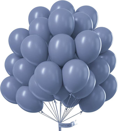 PartyWoo Dusty Blue Balloons 50 pcs 12 inch Boho Blue Balloons for Graduation Wedding Baby Shower Gender Reveal Anniversary Birthday Party Decorations Blue-F16