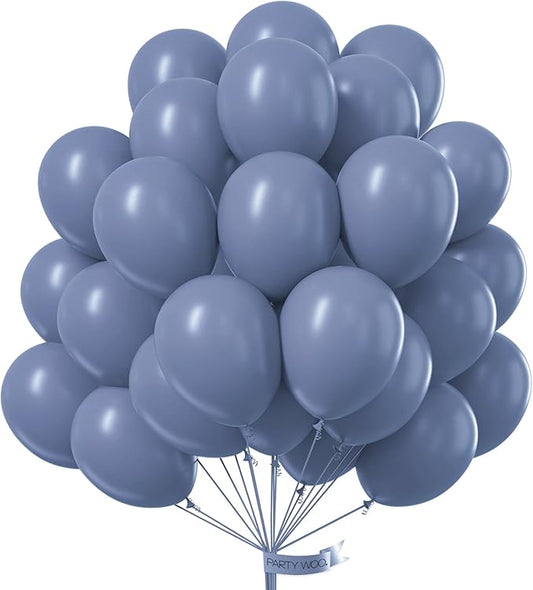 PartyWoo Dusty Blue Balloons 50 pcs 12 inch Boho Blue Balloons for Graduation Wedding Baby Shower Gender Reveal Anniversary Birthday Party Decorations Blue-F16