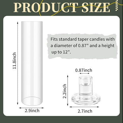 10pcs Hurricane Taper Candle Holder Glass Cylinder Candle Holder,Tall Clear Glass Candle Holders for Taper Candles for Wedding Party Christmas