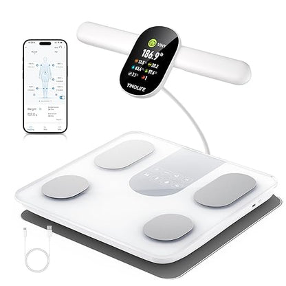 Smart Scale for Body Weight, 8 Electrode Bathroom Scale for Weight Fat BMI Muscle Mass, 28 Full Body Composition Analyzer, Accurate Weight Scale, Rechargeable, 400 lbs, White