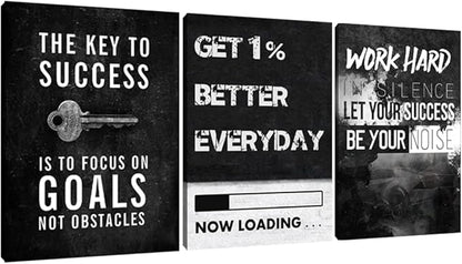 Yetaryy Motivational Poster Inspirational Wall Art 3 Pieces Canvas Painting Lion Artwork for Living Room Office Modern Home Decor Prints Pictures Wall Decor Framed Ready to Hang [72''Wx 36''H]