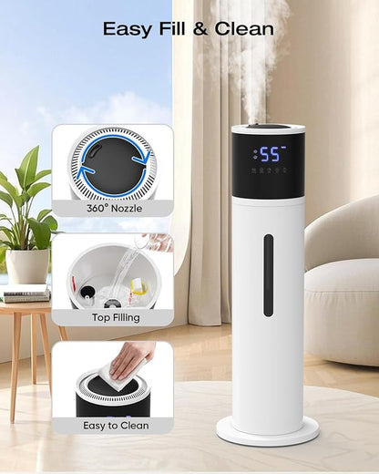 13L Humidifier Large Room, 100H Runtime 28 dB Quiet Cool Mist Air Humidifiers for Bedroom, Baby Nursery, Living Room