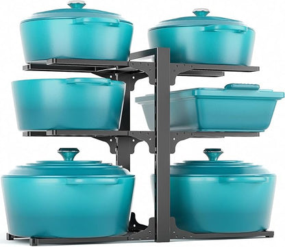 MUDEELA 6-Tier Pots and Pans Organizer Rack for Kitchen Cabinet Storage and Organization, Heavy Duty Pot and Pan Organizer under Cabinet, Adjustable Pot Organizer Rack