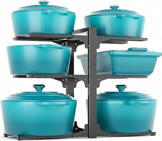 MUDEELA 6-Tier Pots and Pans Organizer Rack for Kitchen Cabinet Storage and Organization, Heavy Duty Pot and Pan Organizer under Cabinet, Adjustable Pot Organizer Rack