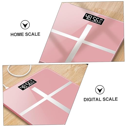 Mikinona Precise Body Weight Scale Toughened Glass Electronic USB Charging Home Use Black Screen Rose Gold Cross Design