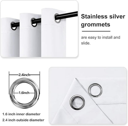 DWCN Greyish White Curtains W38xL84 Inches, Room Darkening Window Drapes for Living Room & Bedroom, Thermal Insulated Grommet Curtains, 2 Panels Set