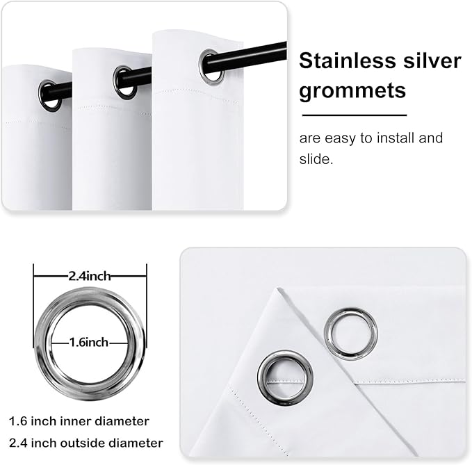 DWCN Blackout Curtains 84 Inches Long, Room Drakening Drapes for Bedroom, Solid Living Room Extra Wide Panels - Greyish White, W70 x L84 Inch, 2 Panels