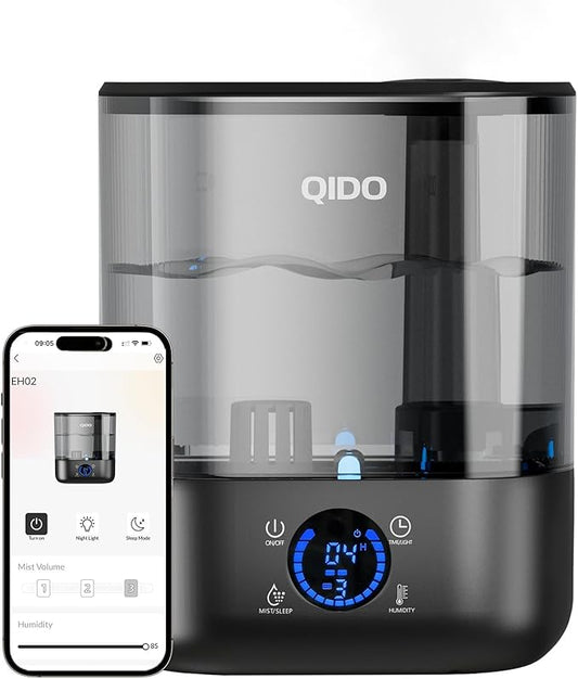 GTPLAYER Smart Humidifiers for Bedroom, 5L Top Fill Supersized Humidifier Essential Oil Diffuser for Baby & Plants, 3 adjustable Mist with 28dB Quiet, Touch/APP/7-color Nightlight, 36H Runtime, Black