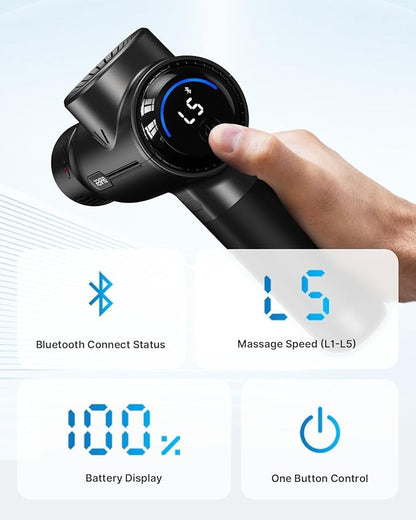 RENPHO Massage Gun with Heat and Cold, Portable Percussion Muscle Deep Tissue Massager with Bluetooth, Carry Case, Gifts for Men Women, Active+ Thermacool