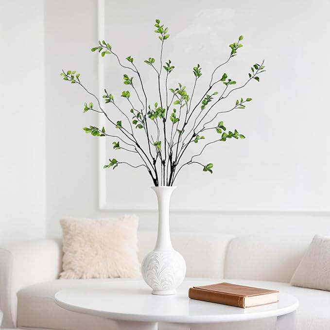 5 Pcs Artificial Ficus Branches Faux Eucalyptus Stems, 47.2 Inch Fake Greenery Stems Realistic Touch Faux Branches for Vase for Office Home Wedding Vase Filler Decoration
