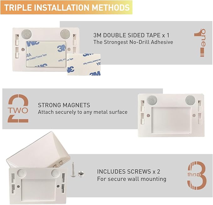 White Motion Sensor Keyhole Light - Automatic on/Off Infrared LED, Suitable for Front Doors, corridors, Stairs in The Dark | 3-Way Installation（Magnetic Suction、Adhesive and Screw）