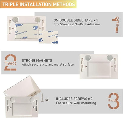 White Motion Sensor Keyhole Light - Automatic on/Off Infrared LED, Suitable for Front Doors, corridors, Stairs in The Dark | 3-Way Installation（Magnetic Suction、Adhesive and Screw）