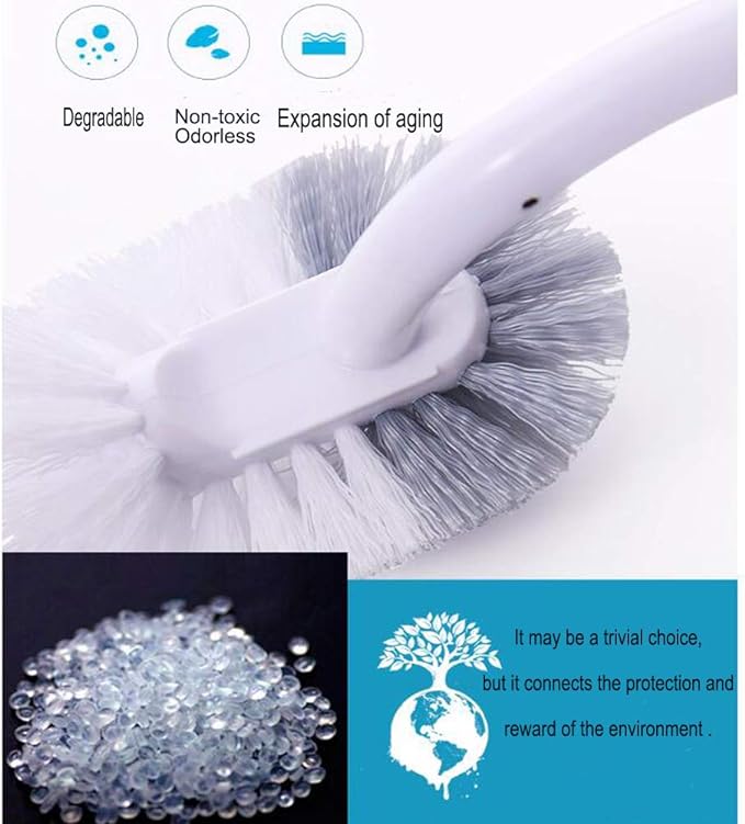 Marbarsse Bathroom Toilet Bowl Brush and Holder, Curved Design Toilet Brush for Deep Cleaning Under Rim, Best Toilet Brush Set, Easy Handy CompactToilet BowlCleaner Brush for Bathroom, 2 Pack