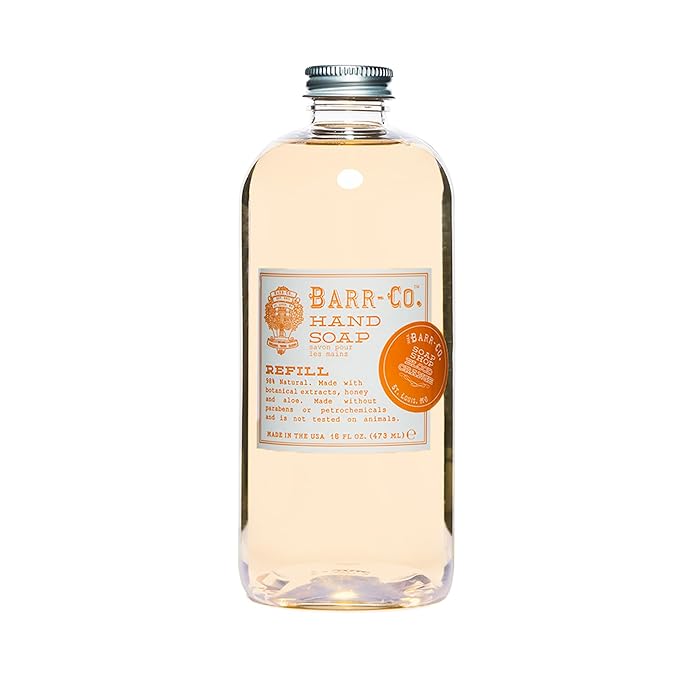 BARR-CO. Hand Soap Refill – Natural Liquid Soap with Essential Oils, Vegan Formula, Blood Orange Amber 16fl oz