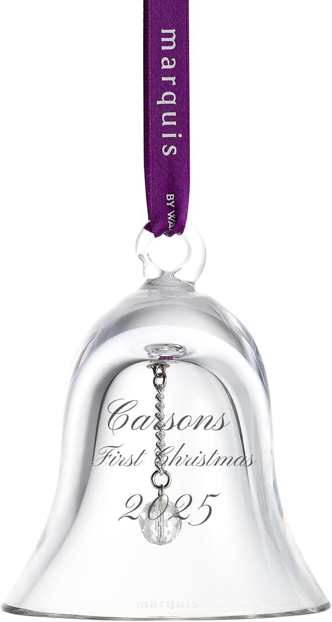 Marquis by Waterford Personalized 2025 Holiday Bell Ornament, Custom Engraved Crystal Bell Christmas Ornament for Chistmas Tree, Holiday Decoration