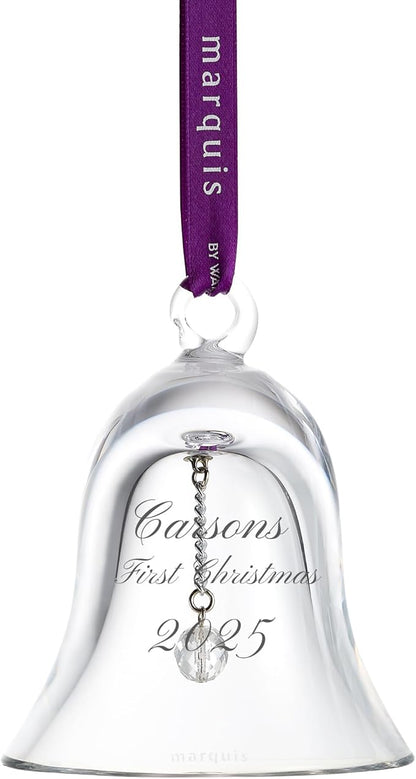 Marquis by Waterford Personalized 2025 Holiday Bell Ornament, Custom Engraved Crystal Bell Christmas Ornament for Chistmas Tree, Holiday Decoration