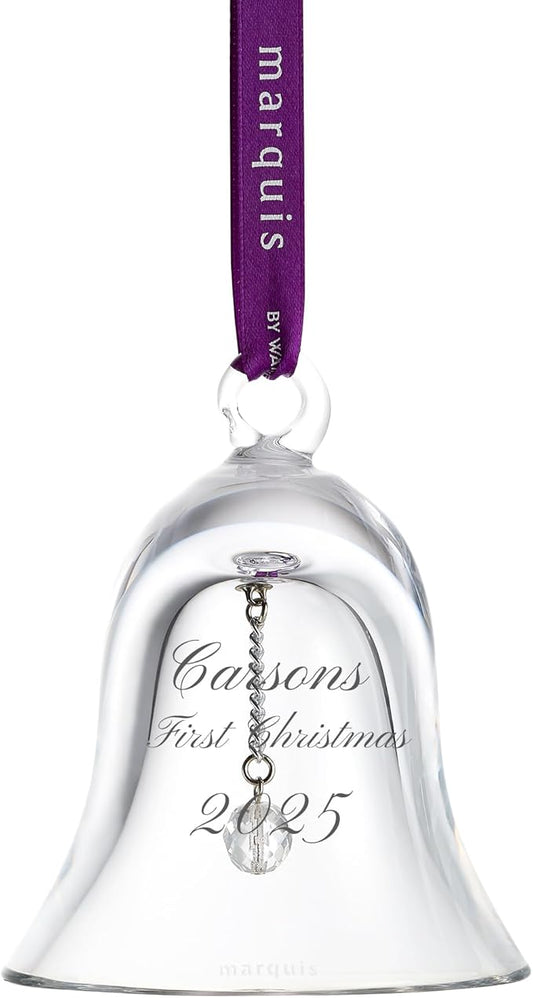 Marquis by Waterford Personalized 2025 Holiday Bell Ornament, Custom Engraved Crystal Bell Christmas Ornament for Chistmas Tree, Holiday Decoration