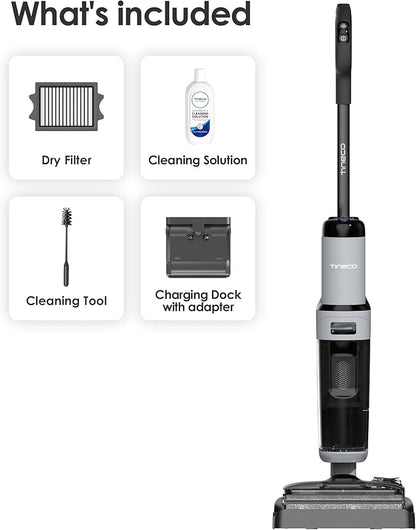 Tineco Floor ONE i5 Stretch Wet Dry Vacuum Cleaner, Vacuum & Mop in One Step, 20kpa Powerful Suction, 180° Lay-Flat Design, Anti-Tangle Design, Dual-Sided Edge Cleaning, Up to 30* Minutes Runtime