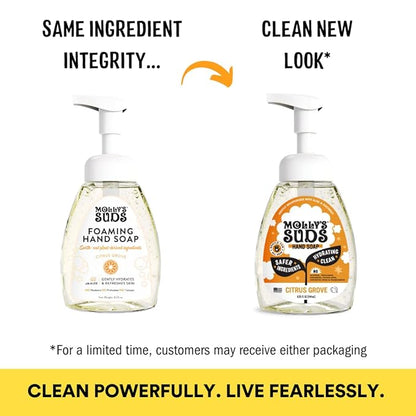 Molly's Suds Foaming Hand Soap - Made with Aloe and Coconut Oil | Moisturizing Hand Wash | Clean Ingredients, Infused with Essential Oils | Citrus Grove - 8.25 Oz (Pack of 3)
