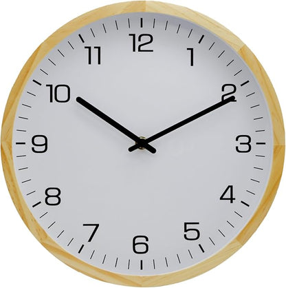 MEIRED Wooden Wall Clock 12 Inch Silent Non Ticking Wall Clocks Battery Operated Wood Analog Retro Round Clock Decorative for Kitchen,Home,Living Room,Classroom, Log White