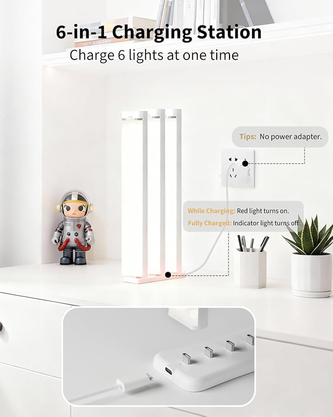 12 Packs Under Cabinet Lighting with 2 Charging Station 8 Inches, Rechargeable Motion Sensor Light Indoor, 3 Color Dimmable Closet Light, USB Led Stick on Under Counter Lights for Kitchen Shelf