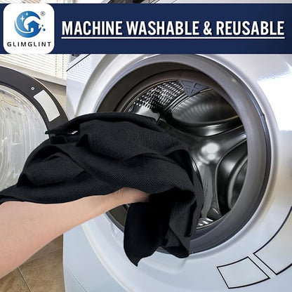 GLIMGLINT Black Microfiber Cleaning Cloth, 150 Pack Cleaning Rags, Cleaning Towels with 3 Color Assorted, 14"X12"