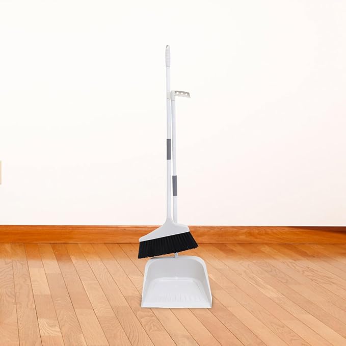 Broom and Dustpan Set Cleaning Broom Set Stable Dustpan and Long Handle for Lobby and Kitchen