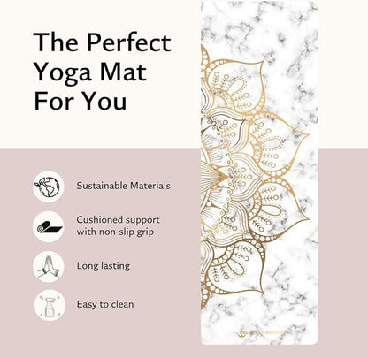 Suede yoga mat - Premium Printed Natural Eco-friendly Non-Slip Mat Great for Hot Yoga, Pilates, Workouts (72 inch x 24 inch x 3mm thick)