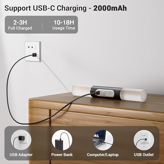 Motion Sensor Wall Lights with Remote Control, LED Rechargeable Battery Operated Wall Sconces Set of Two for Bedroom, Wireless Night Light for Indoor Stairway, Hallway, Black