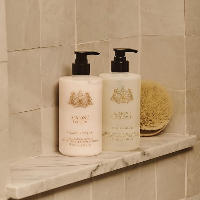 Caswell-Massey Almond Liquid Hand Soap & Moisturizing Body Wash with Pump, Hydrating Plant-Based Skin Cleanser for Men & Women, Paraben and Phthalate Free, 15.2 fl oz