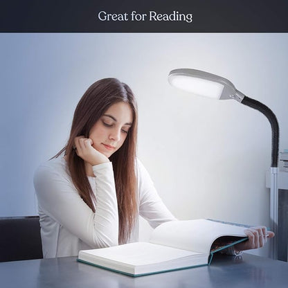 Brightech Litespan Titanium Silver LED Floor Reading Lamp, Energy Efficient, Adjustable Standing, 850-950 Lumens, 12W, 3-Year Warranty