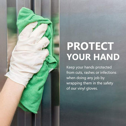 squish Disposable Gloves, 100 Count 4 mil Clear Vinyl Gloves Latex Free Powder-Free Health Glove Cleaning Rubber Glove for Kitchen Cooking Cleaning Food Handling, Large