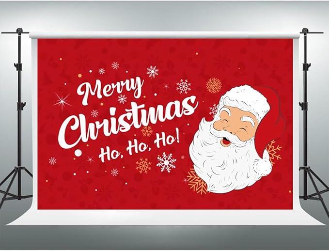 YongFoto Merry Christmas Backdrop 6x4ft Snowflakes Santa Claus's Smiling Fun Photography Background Happy New Year Xmas Eve Family Party Banner Room Decorations Photoshoot Wallpaper Photo Booth