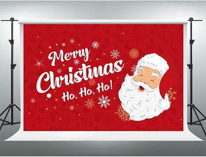 YongFoto Merry Christmas Backdrop 5x3ft Snowflakes Santa Claus's Smiling Fun Photography Background Happy New Year Xmas Eve Family Party Banner Room Decorations Photoshoot Wallpaper Photo Booth