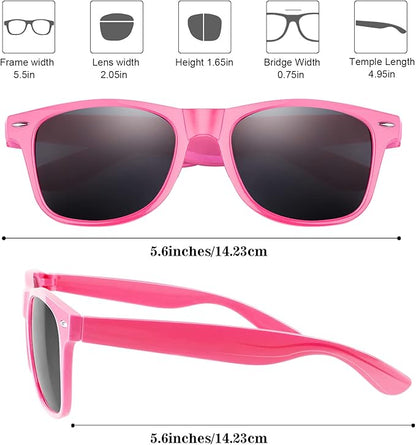 FEPITO 24 Pack Party Sunglasses Bulk for Birthday Party Favors Goody Bag Fillers for Beach Pool Party Toys for Adults, Pink
