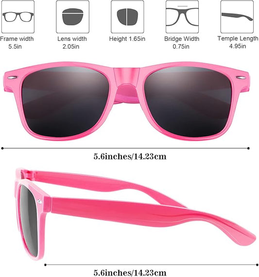 FEPITO 24 Pack Party Sunglasses Bulk for Birthday Party Favors Goody Bag Fillers for Beach Pool Party Toys for Adults, Pink