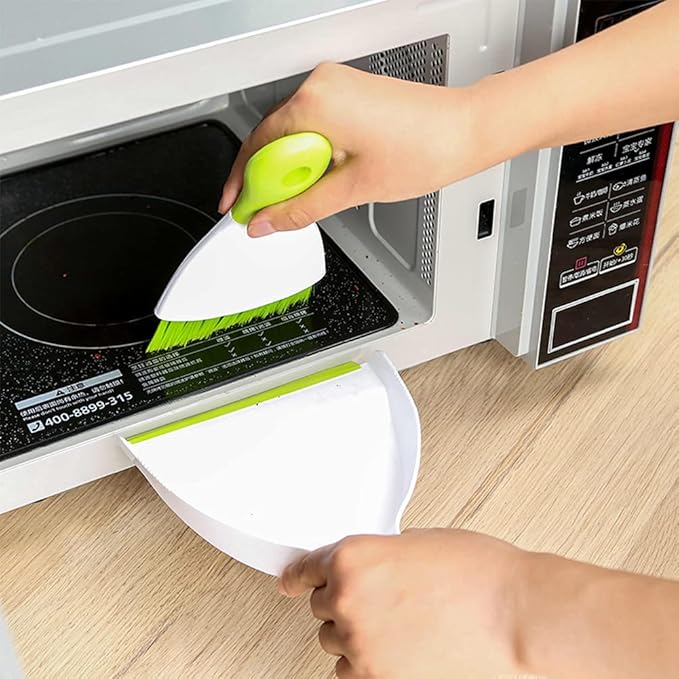Dust pan Broom Brush Dustpan - Small Broom and Dustpan Set, Mini Dust pan, Small Dustpans and Brush Set for Home Cleaning, Sofa,Desk,Guinea Pig Cage,Cat Litter, etc. (Green (1set)