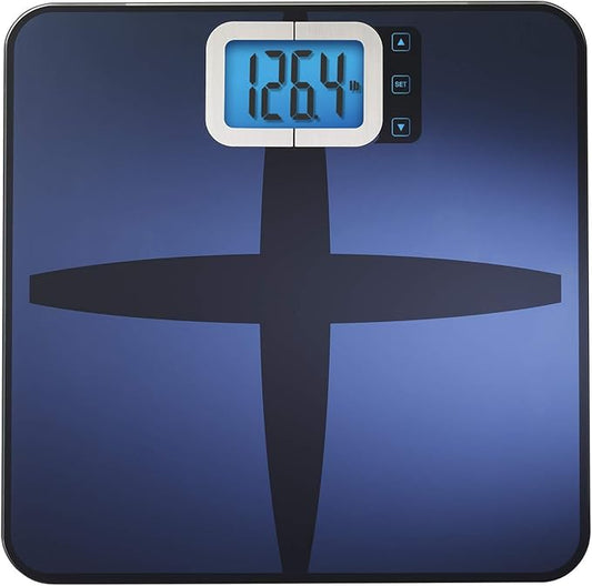 InstaTrack Digital Body Composition Bathroom Scale with High Precision Sensors, Large Display Accurately Measures Body Water, Muscle Mass, Bone Mass, BMI, and Calorie Estimator, 440 lb Capacity, Blue