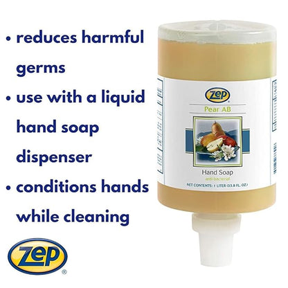 Zep Antibacterial Hand Soap Gel - 1 Liter (Case Of 6) 333911 - Refill For Dispenser