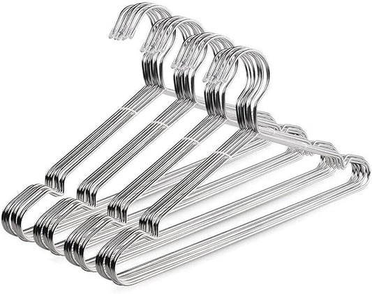 OIKA 40 Pack Stainless Steel Hangers with Grooves - Space Saving Closet Hangers, Heavy Duty Rustproof Metal Clothes Hangers for Tank Tops/Cardigans, Dorm & Outdoor Drying (Silver)