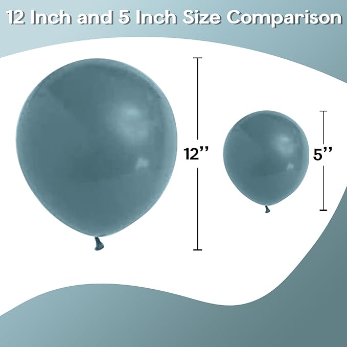 Slate Blue Balloons 5 Inch, 60Pcs Small Dusty Latex 5'' Mini Matte Retro Sea Helium for Birthday Boho Baptism Wedding Party Decorations