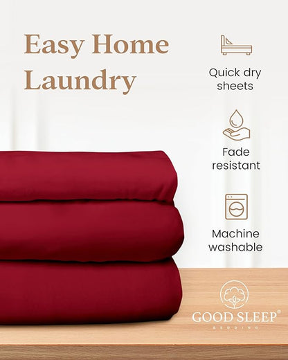 Good Sleep Bedding Split King Sheets Sets for Adjustable Bed Cotton, 1000 TC Egyptian Cotton Sheets, 5 Piece Cotton Split King Sheet Set, Sateen Sheets, 2 Fitted - 16" Deep Pocket, Burgundy