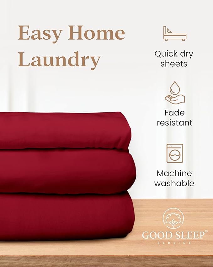 4 Pc Burgundy California King Sheet Sets, 1000 TC Egyptian Cotton Cal King Sheet Set for California King Bed Set,16 Inch Deep Pocket Cal King Bed Sheets - 1 Fitted Sheet,1 Flat Sheet & 2 Pillow Case