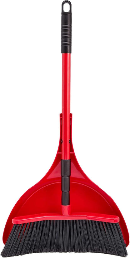 Da Vinci Curved Angle Broom & Dustpan Combo Pack - Heavy Duty Wide Broom for Indoor/Outdoor Sweeping, Steel Telescopic Handle, Durable PVC Bristles, Ideal for Pet Hair, Dust, Kitchen & Rough Surfaces