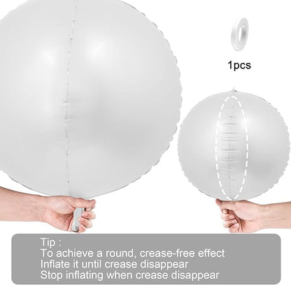 12Pcs Matte White Round Foil Balloons, 22" 15" 10" 4D Helium Ball Balloon, White Foil Balloon for Birthday Graduation Wedding Anniversary Baby Shower Engagement Bridal Shower Party Decorations