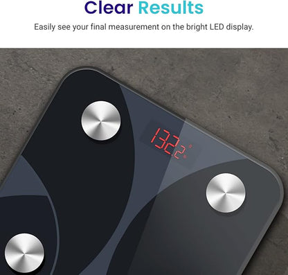 Etekcity Scale for Body Weight and Fat Percentage, FSA&HSA Eligible, Smart Digital LED Bathroom BMI Measurement, Accurate Bluetooth Weighing Machine, Body Composition Analyzer, Ash-black, 400lb