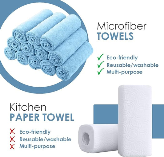 Avalon Towels Microfiber Cleaning Cloths (Value Pack of 48) Size 16" x 16", Highly Absorbent Cleaning Rags, Lint Free Cleaning Towels, Reusable and Washable, Microfiber Towels for Cars (Blue)