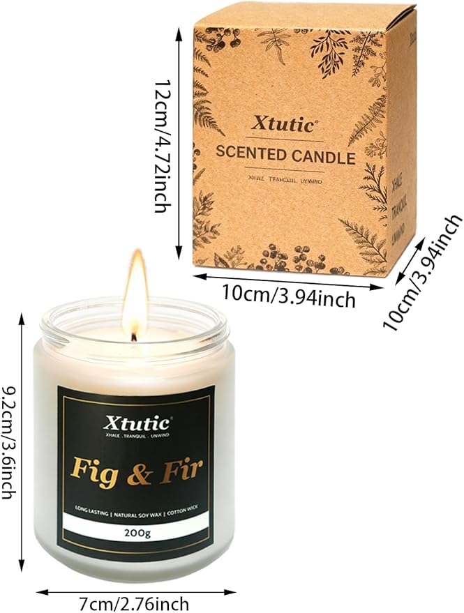 Scented Soy Candles, 7oz in White Frosted Jar - 50-Hour Burn Time, Aromatherapy Candle for Home Decor, Cozy Gifts for Any Occasion,Ideal Gifts for Women(Fig & Fir)